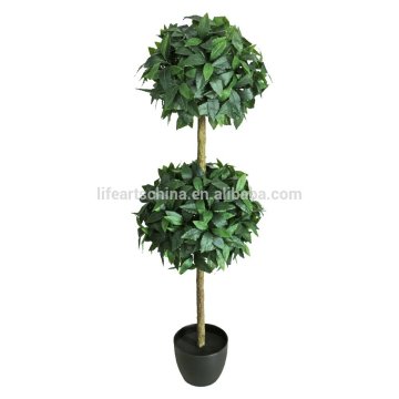 2016 fresh artificial bay tree series with plastic trunk 120cm bay tree 2 balls topiary