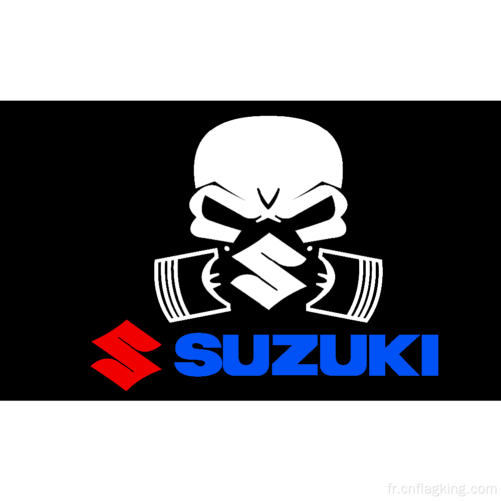 Bannière suzuki jaune drapeau suzuki blanc 90x150cm Suzuki moto cavalier motard crâne drapeau pour la décoration