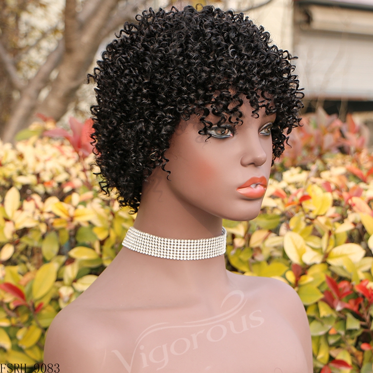 Short bob afro curly wholesale inch pixie cut wave black cheap glueless brazilian raw human hair wigs black women