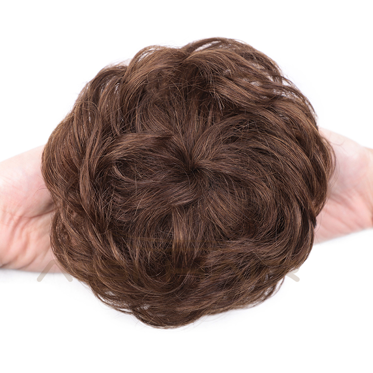 Aisi Hair Brazilian Human Hair Brown Curly Chignon Bun Elastic Rope Rubber Band Hairpiece Clip In Extension For Women