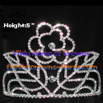 Crystal Rhinestone Crowns With Rose In The Middle Of
