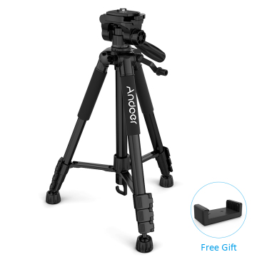 Andoer TTT-663N Travel Camera Tripod for Photography Video Shooting DSLR SLR Camcorder with Carry Bag Phone Clamp Camera Tripod