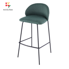 Modern Green Velvet Low Back Stool with Steel Legs