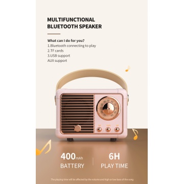 Mini haut-parleur Bluetooth rétro portable avec radio FM