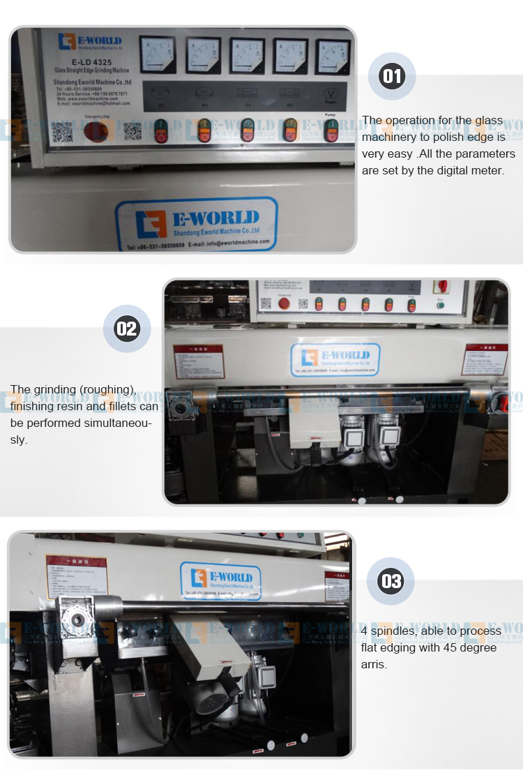 4 Spindles Glass Straight Line Edging Machine