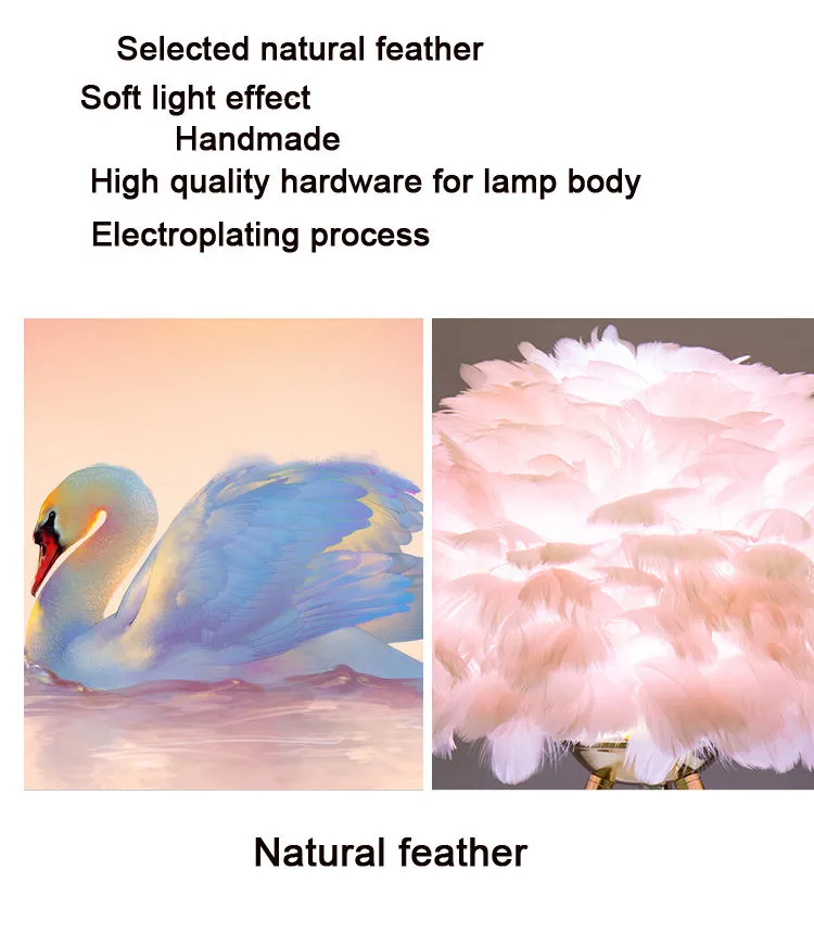 Feather Desk Lamp, Bedside Lamp, Triangular Bedroom Lamp LED Desk Lamp