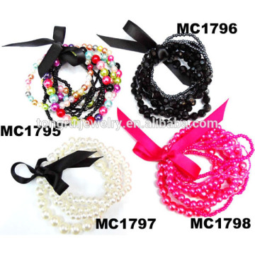 girls cheap multi strand baroque ribbon pearl bracelet