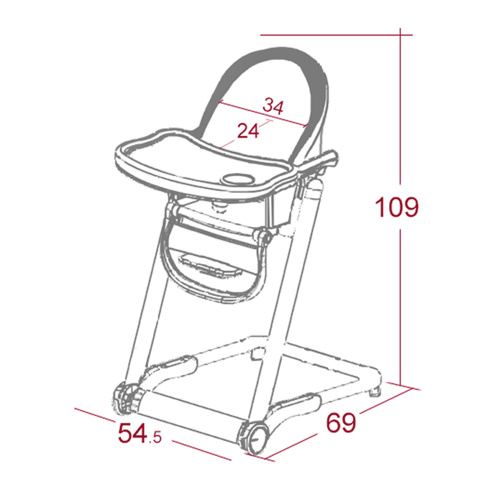 Chaise haute de salle à manger en plastique pour bébés/tout-petits/nourrissons