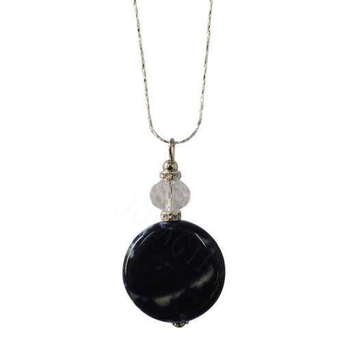 Natural Gemstone Agate Necklace with Silver Chain