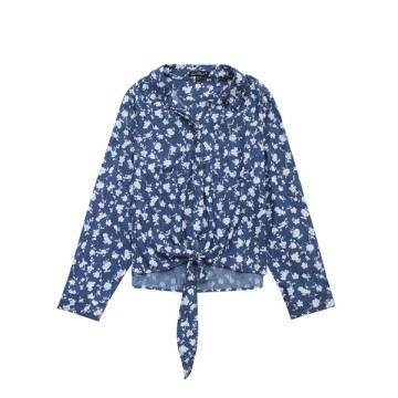 Ladies Denim Printed Shirt