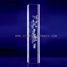 Crystal Pillar with Subsurface 3D Laser Engraved Image Inside for Indoor Decoration Za109