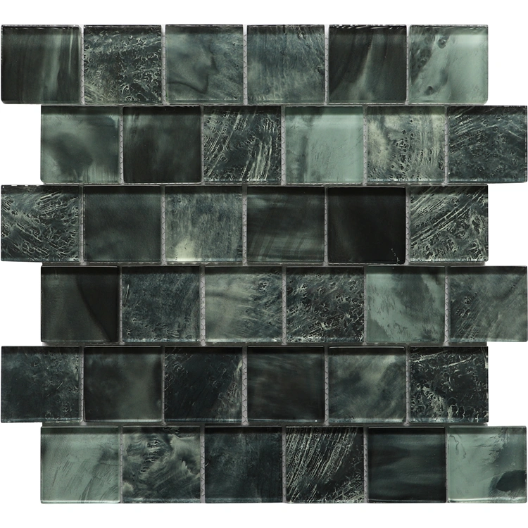 Square 48X48mm Black Green Crystal Mosaic Glass Tile