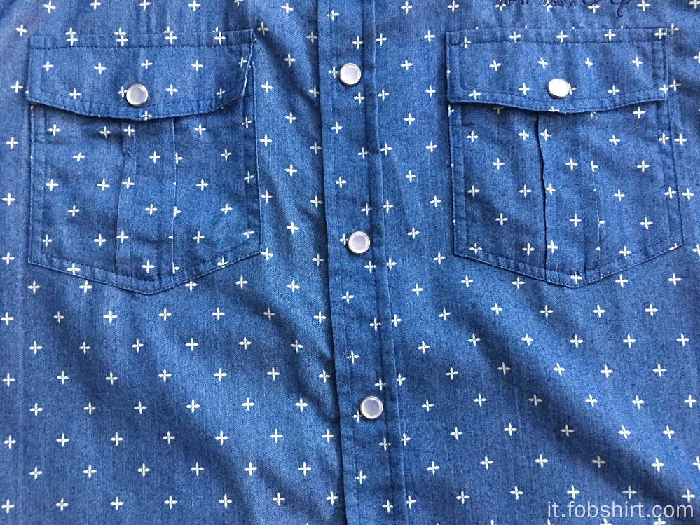 Camicia uomo manica corta in tessuto denim