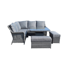 Luxury Rattan Outdoor L Corner Sofa Dining Set with Footstool