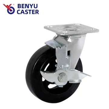 Heavy Duty Iron Rubber Wheel Side Brake Wheel