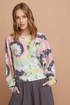 Womens Pullover Tie Dye Top Sweatshirts