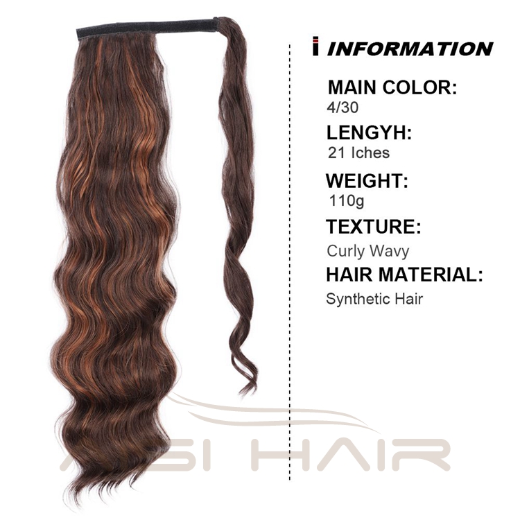 Cheap African Heat Friendly Resistant Brown Long Curly Ponytail Warp Synthetic Extension Braid Hair For Women