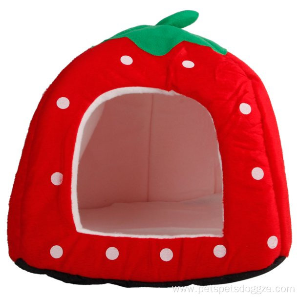Soft Cute Strawberry Style Pets Dog Cat House
