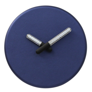 Blue Leather Hanging Clock With LED Light