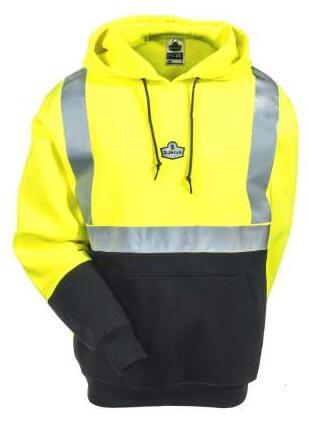 Unisex Hi Vis LimeBlack Hooded Safety Sweatshirt