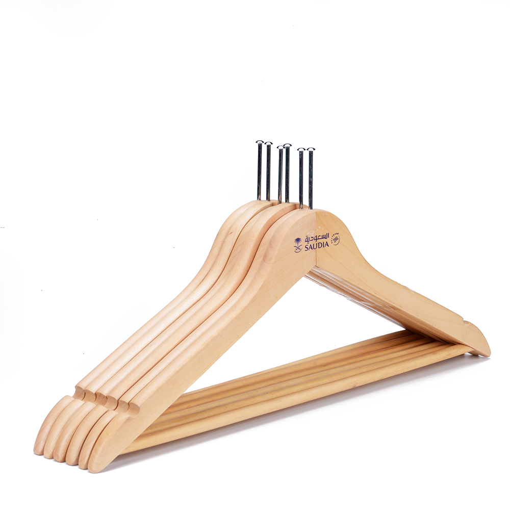 hotel anti-theft wooden clothes hangers with anti theft ring