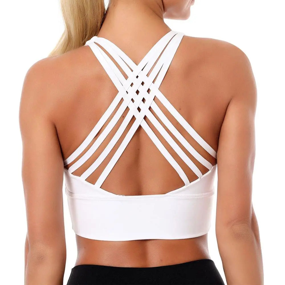 Breathable Mesh Zipper Back Yoga Sports Bra with Removable Cups