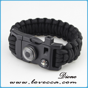 Whistle Shackle Buckle Paracord Survival Parachute Cord Bracelet Outdoor