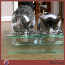 Clear Acrylic Cats Twin Bowl Rack