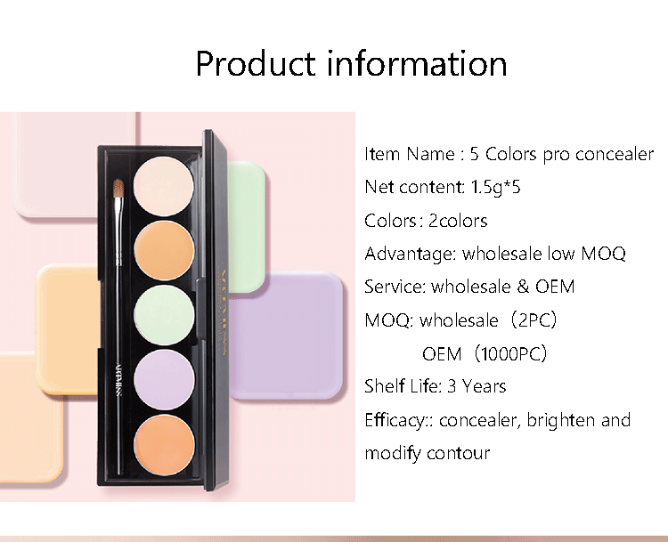 5 Colors full coverage concealer palette