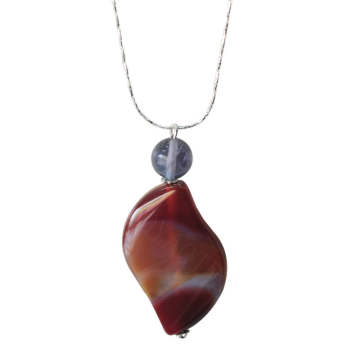 Natural Gemstone Agate Necklace with Silver Chain