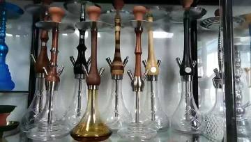 WOYU china manufacturer glass hookah with wooden hookah stem