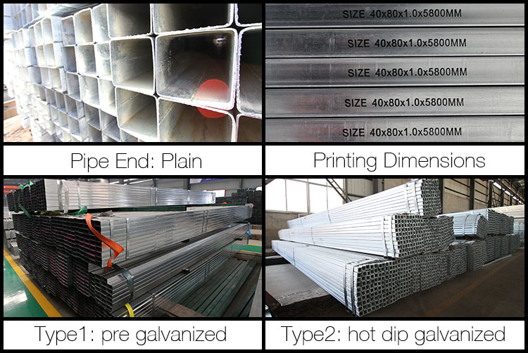 Fence Post Pre Galvanized Hollow Section ERW Zinc Coating Steel Pipe With Quick delivery and Low Price