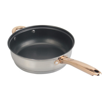 Stainless Steel Frying Pan with Blue Glass Lid