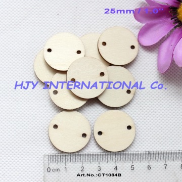 (50pcs/lot) 25mm 2 Holes Blank Wooden Circles Laser Cut Rustic Wood Earring Disks 1 inches-CT1084B