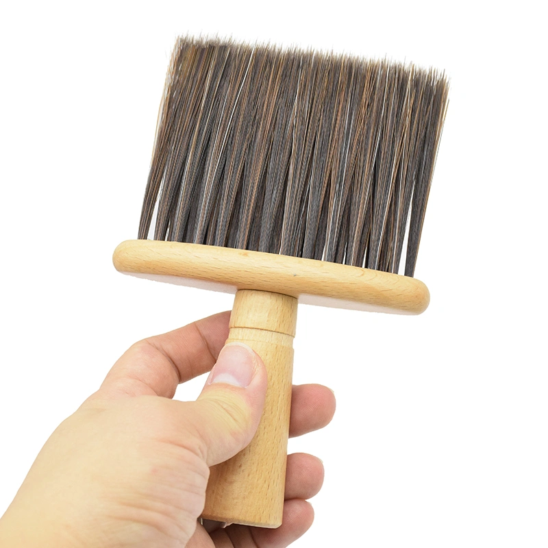 Salon Cleaning Brush Soft Hair Brush Hair Clean Cutting Shaving Neck Duster Round Wood Nylon