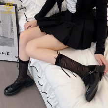 Summer thin bow mid tube socks JK college style pile socks