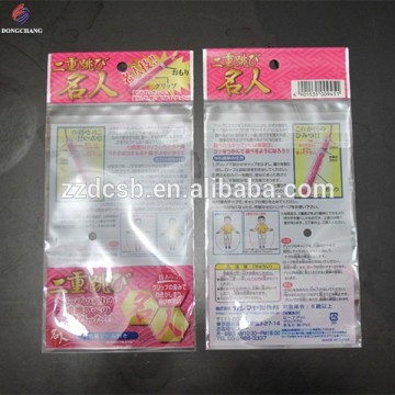 Custom printed resealable self seal opp packing bag with hanging hole header