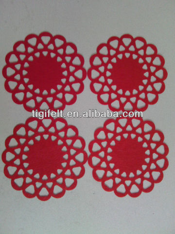 Recycled Nice Flower Shaped Felt Drinking Coasters