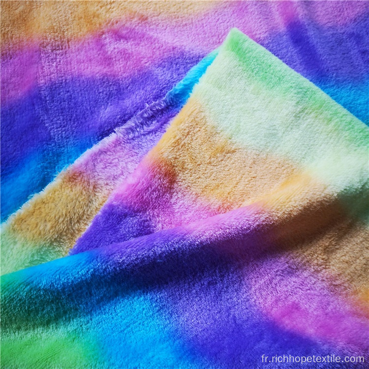 Textile tricoté en flanelle épaisse d&#39;impression colorée de polyester
