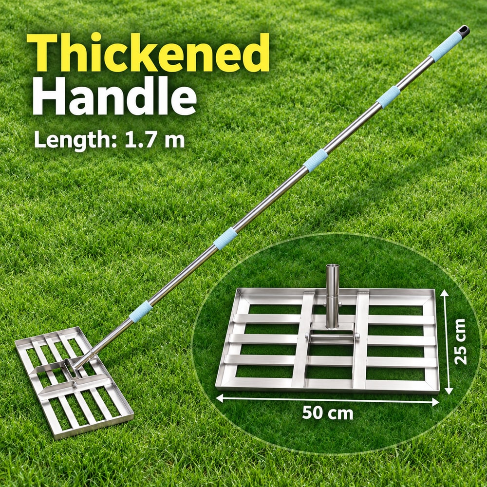 Rastrillo nivelador de golf de acero inoxidable de 50x25 cm