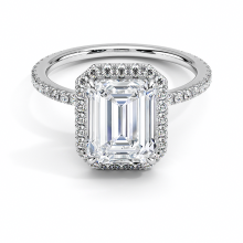 5 carat Emerald cut Lab diamond Halo Ring