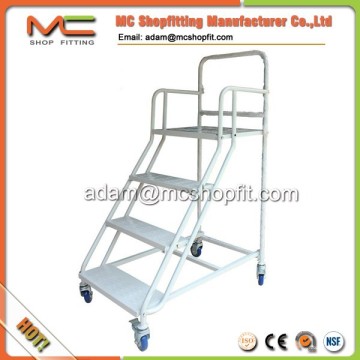 3 meter warehouse steel rolling stair ladders, metal step ladder