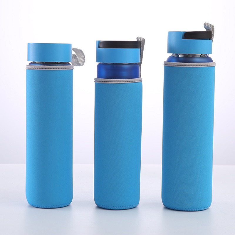 1000ml New Designed Water Bottle Color Glass with Bamboo Lid and Sleeve