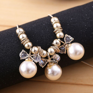 Champagne Pearl Rhinestone suéter cadena temperamento encantador collar