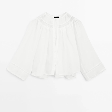 Women's French light and simple lace lightweight long sleeved shirt