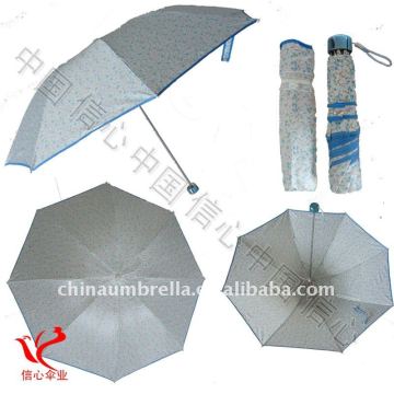 pearl fabric folding umbrella with matching piping