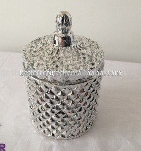 decorative silver crystal glass candles jars