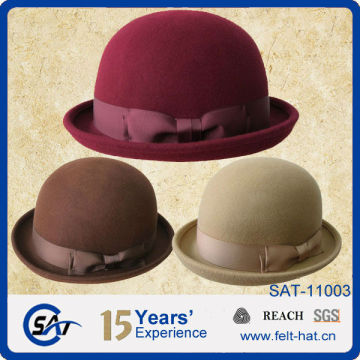 100% wool felt lady bowler hat