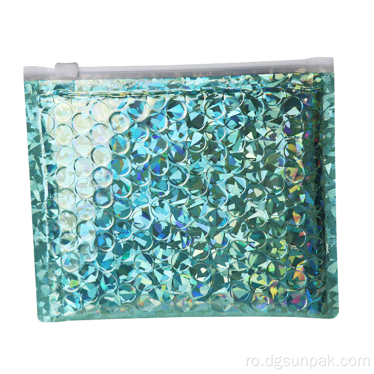 pliante cu bule holografice ziplock pungi de machiaj