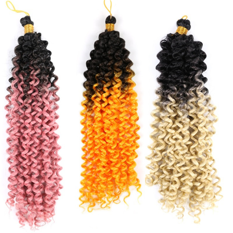 14inch Ombre Kinky Curly Water Wave Crochet Braiding Hair Pre stretched Synthetic Hair Braids Extension Marley Bob